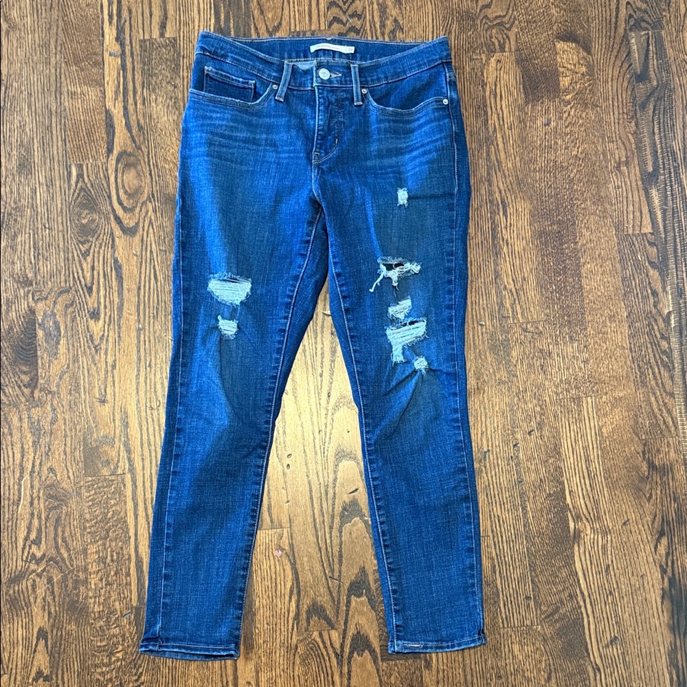 Levi's Dark Blue Distressed 311 Shaping Skinny Jeans